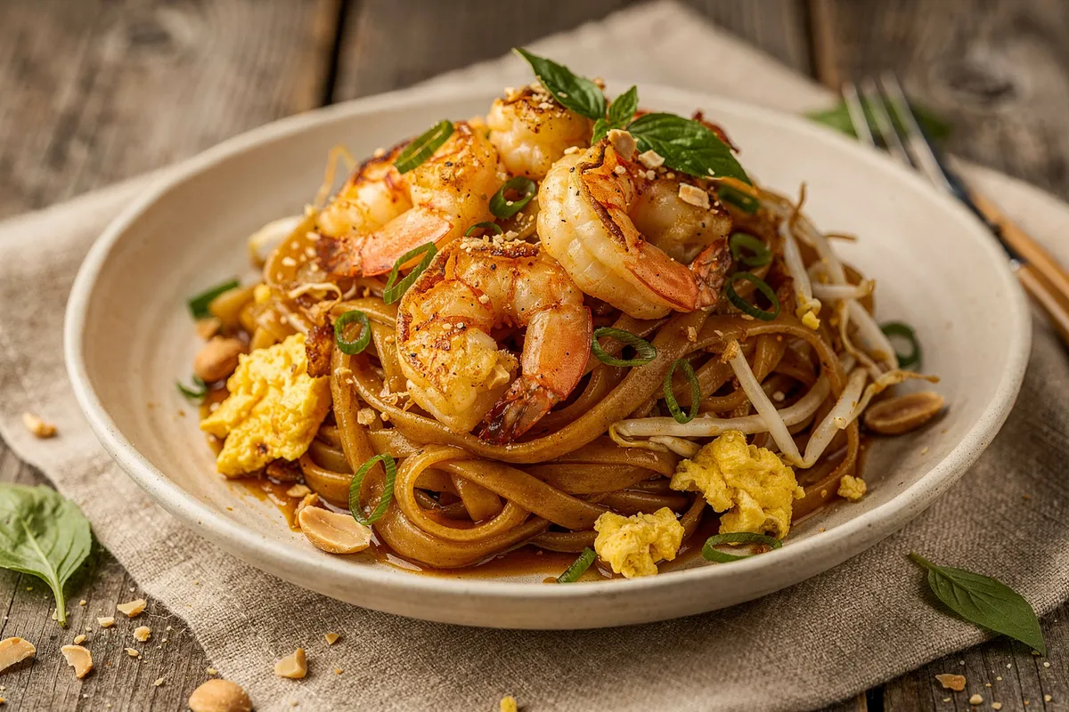 Illustration of Better Than Takeout Garlic Butter Shrimp Pad Thai (not a photo)