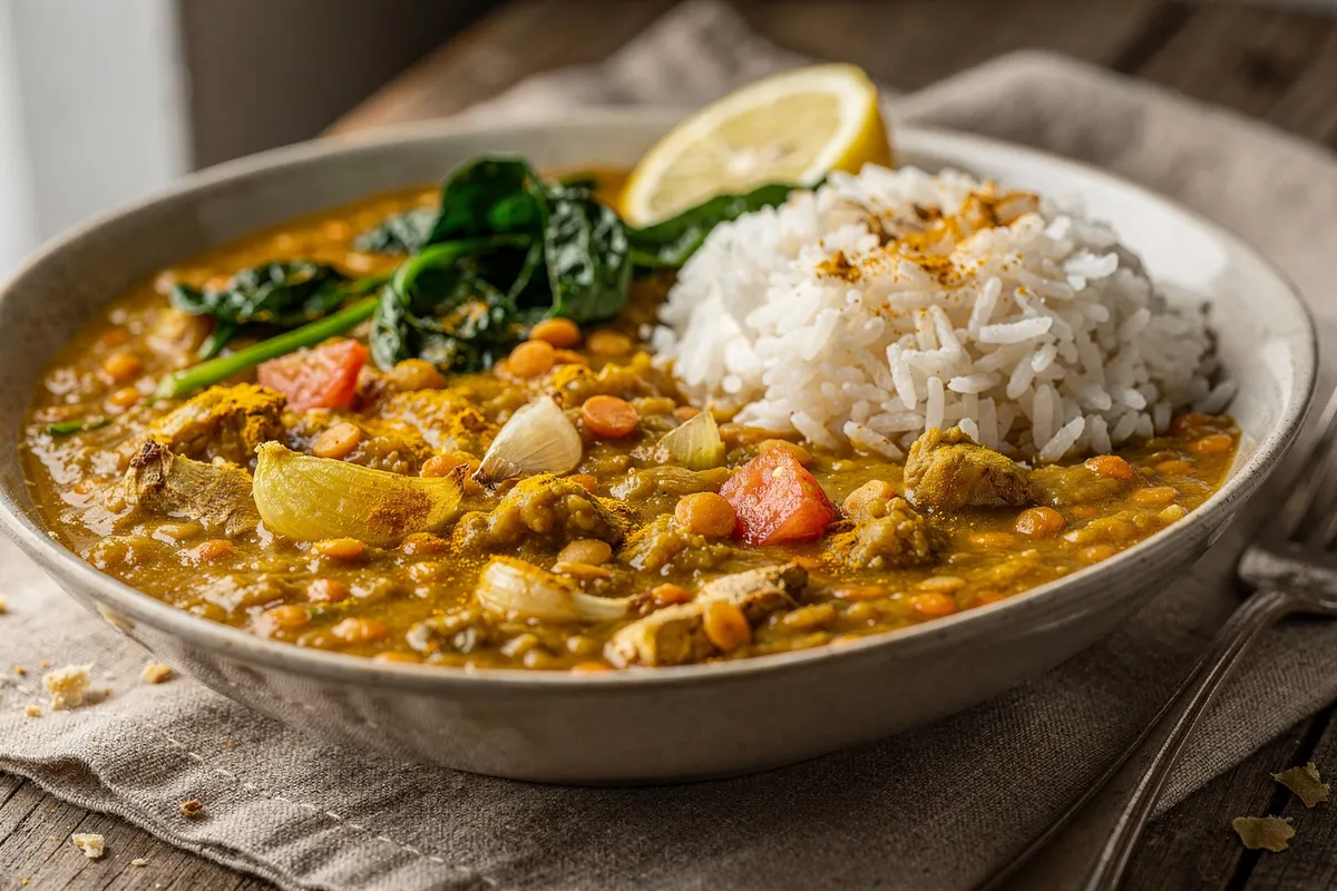 Illustration of Red Lentil Coconut Dal (not a photo)